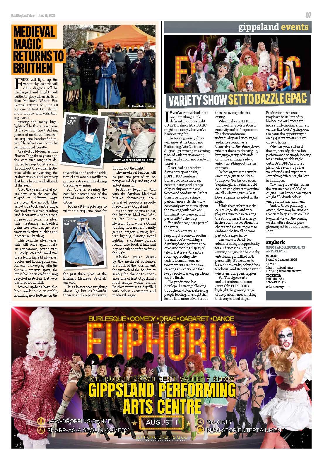EUPHORIC Events campaign featured in a newspaper, created by AJCPRELIGERA