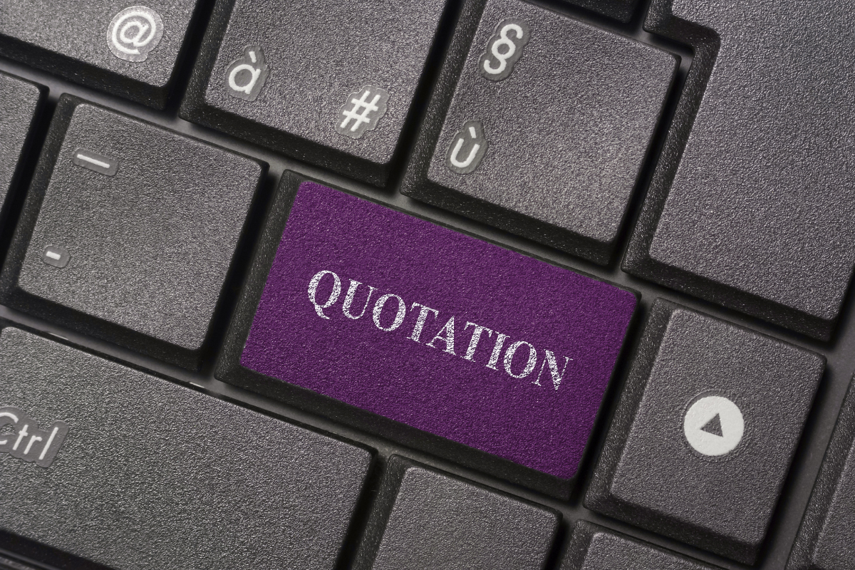a keyboard image with the enter key replaced with word quotation