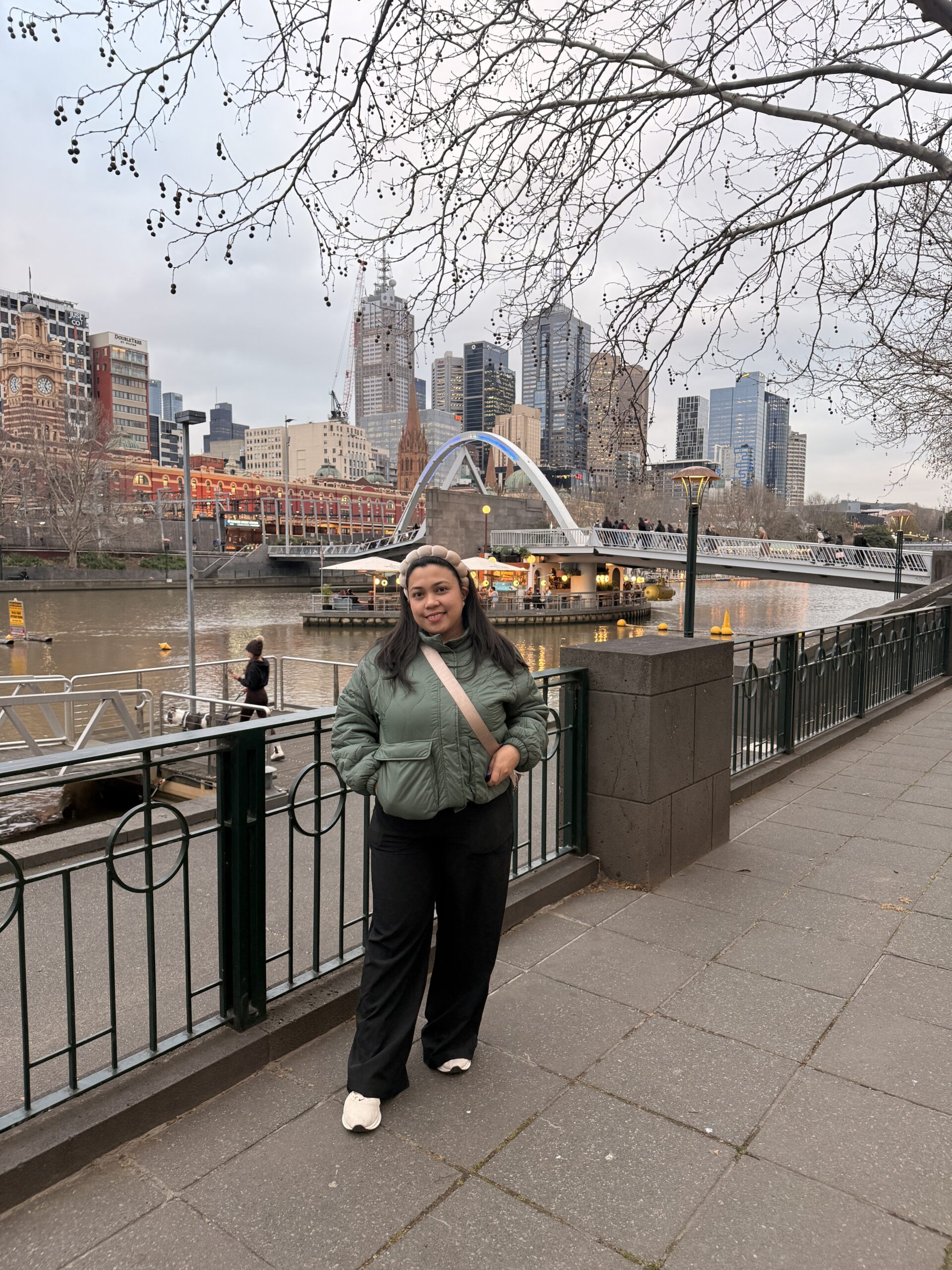 Arianne of ajcpreligera posing behind the Yarra Bridge in Melbourne Australia