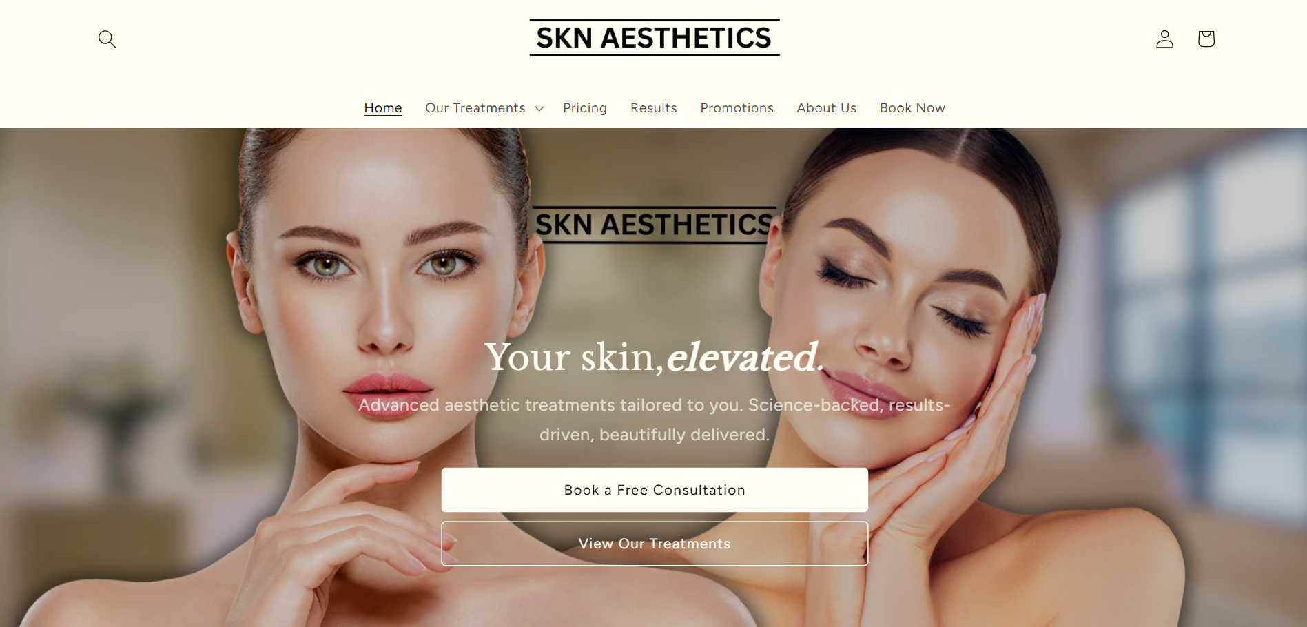 SKN Aesthetics NZ website, designed and built by ajcpreligera